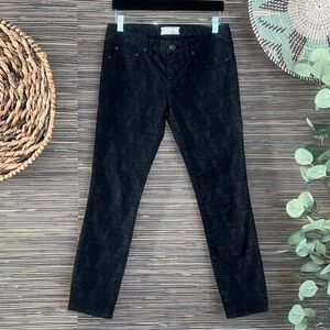 Free People Jacquard Black Textured Skinny Jeans 27